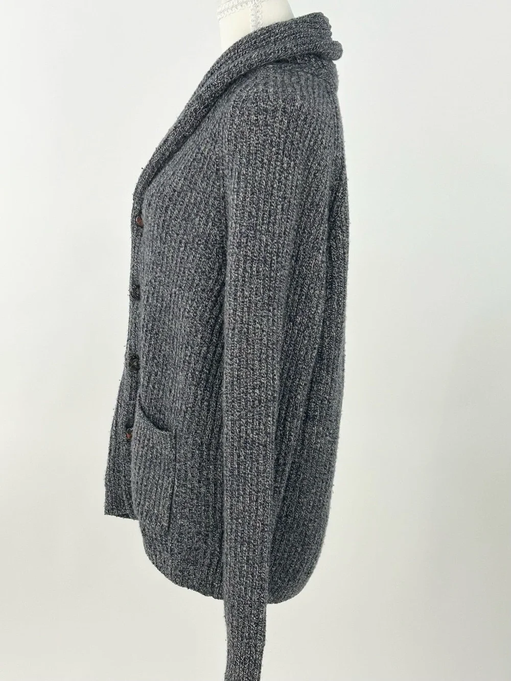 J.Crew Rugged Merino Wool Shawl Collar Cardigan Sweater Blue Gray L